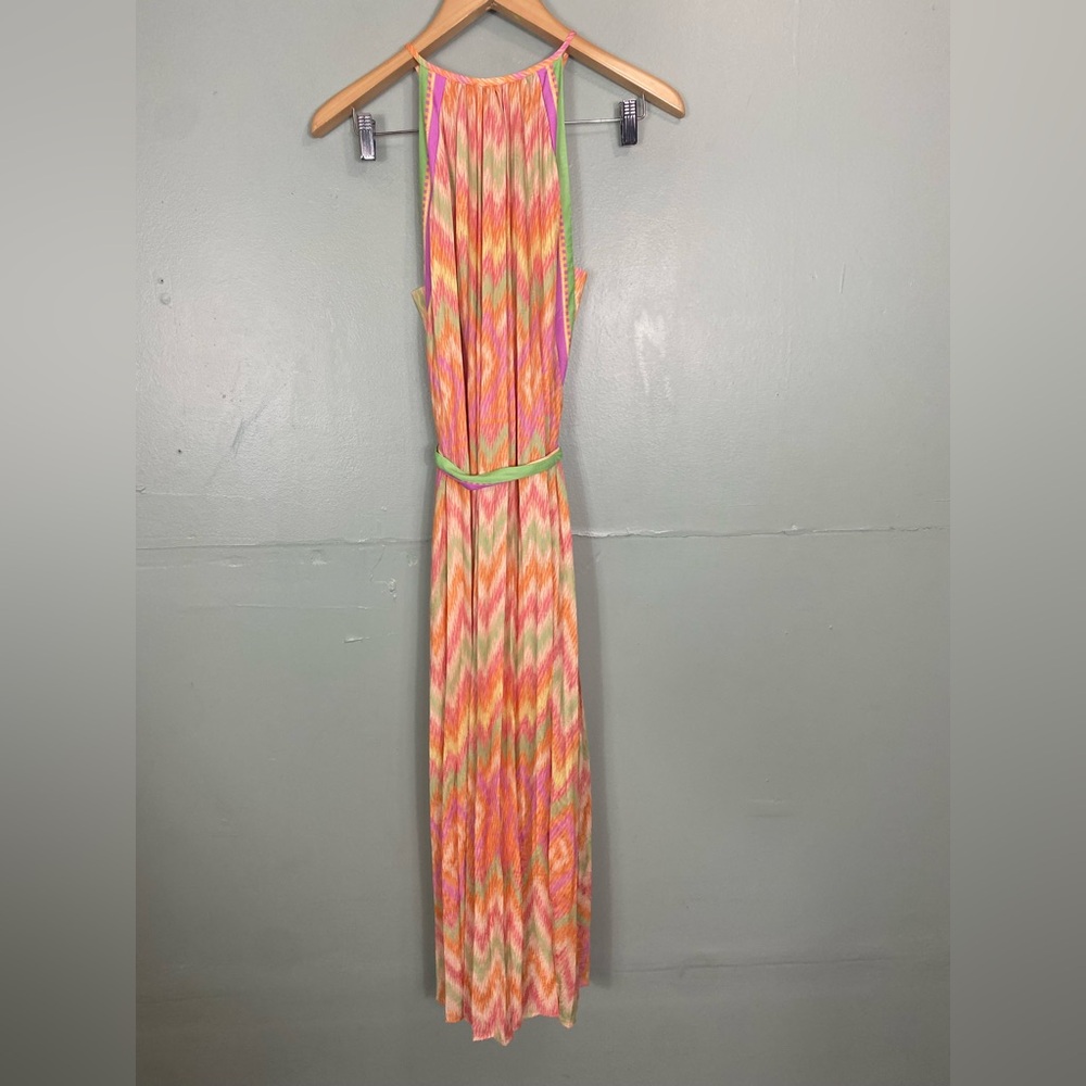Current Air Printed Halter Neck Rainbow Pleated D… - image 6